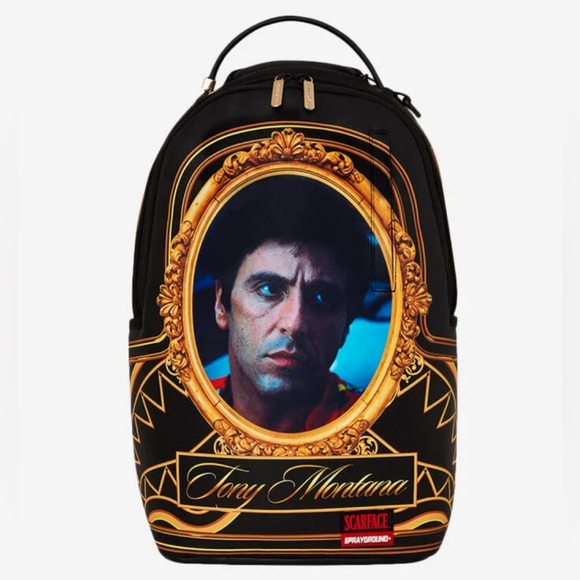 SPRAYGROUND SCARFACE I'M TONY MONTANA BACKPACK DLXV GOLD FRAME LIMITED EDITION - Picture 1 of 2